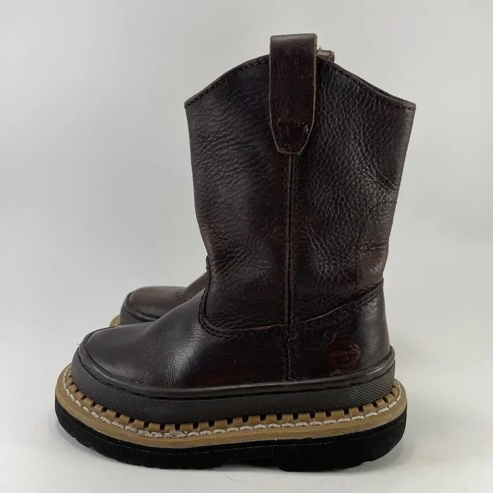 Georgia Boot Little Georgia Giant Brown Leather Boots Kids Size 8.5M Wellington